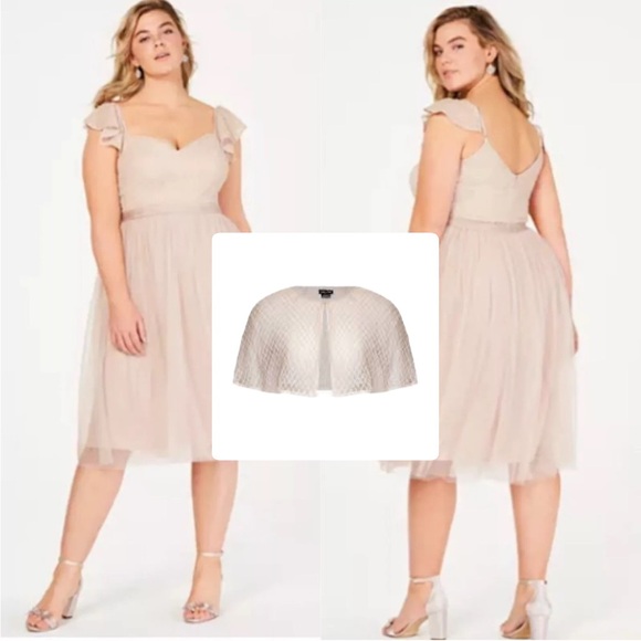 City Chic Dresses & Skirts - City Chic Tender Kiss Blush Pink Beaded Ballet Tutu Midi Dress w Cape 24
